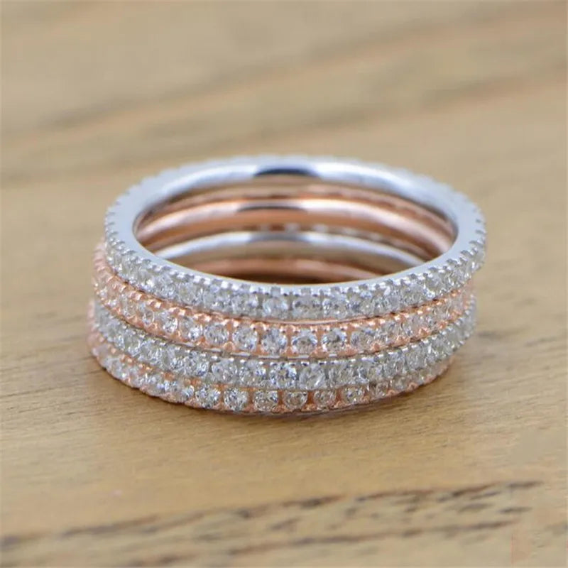 Genuine Eternity ring 925 Sterling silver Micro pave AAAAA Cubic Zirconia Charm Wedding Band Rings for women Finger Jewelry