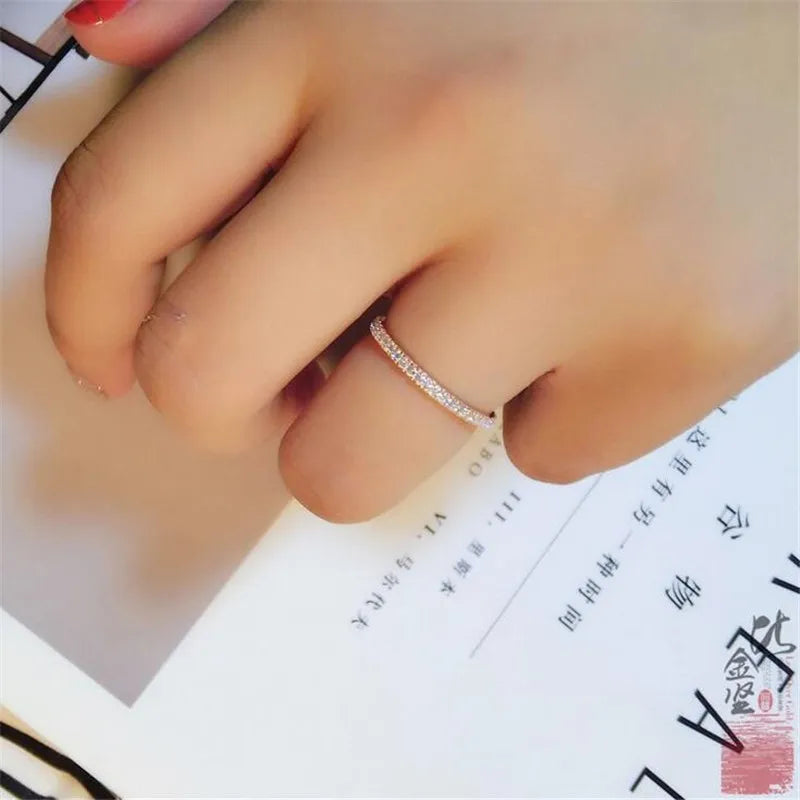 Genuine Eternity ring 925 Sterling silver Micro pave AAAAA Cubic Zirconia Charm Wedding Band Rings for women Finger Jewelry